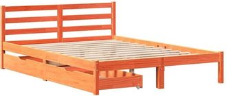 vidaXL Bed Frame without Mattress Wax Brown 135x190 cm Double Solid Wood Pine vidaXL