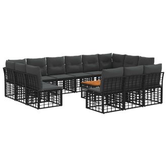 vidaXL Conjunto De Sof&aacute;s De Exterior 14 Pcs Negro Y Gris Oscuro Vidaxl