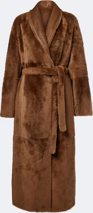 Yves Salomon Reversible shearling and leather wrap coat