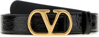 Valentino Garavani Leren Riem - Heren - Riemen - Zwart - 105 CM - Leer - Accessoires