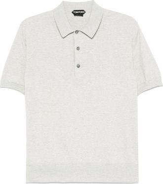 Tom Ford Polo in cotone con ricamo logo - Grigio