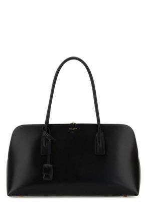 Saint Laurent Black Logo Top Zip Tote