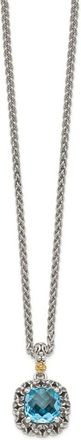 Diamond2Deal Sterling Silver with 14K Accent Blue Topaz Pendant Necklace