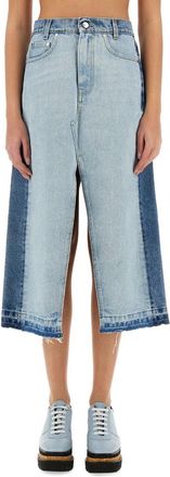 Stella McCartney Contrasting Panel Denim Skirt - Blue