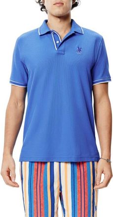 Psycho Bunny Brad Tipped Cotton Piqu&eacute; Polo in Amparo Blue at Nordstrom, Size 5