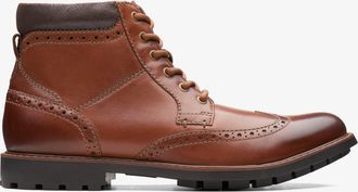 Clarks Mens Curington Rise Tan Leather Boots - Brown - Size UK 8.5