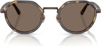 Armani 48mm Round Sunglasses in Matte Yellow Havana /Brown at Nordstrom