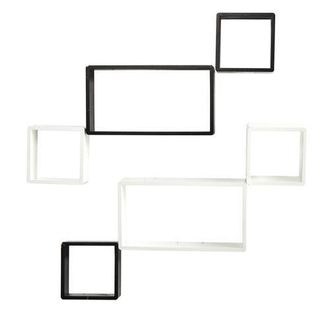 Nearly Natural 15-in Modern Wall Art D&eacute;cor Floating Shelves in Black/white at Nordstrom