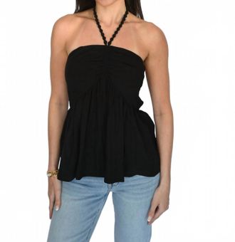 Vava Pom-Pom Tube Halter Top In Black