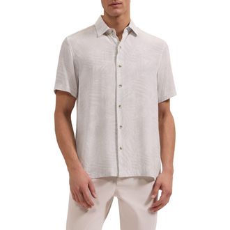 Bugatchi Vero Shaped Fit Microdot Short Sleeve Button-Up Shirt in White at Nordstrom, Size Xxx-Large