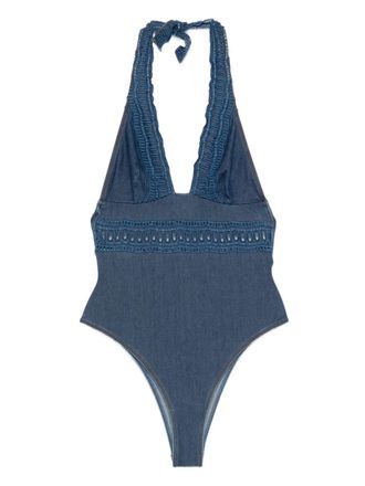 Ermanno Scervino Womens Crochet-Lace Halter Swimsuit