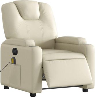 vidaXL Vidaxl - Sillón de masaje reclinable eléctrico cuero sintético crema