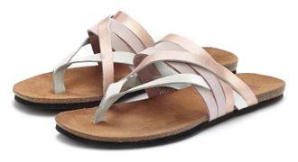 Lascana Zehentrenner LASCANA, Damen, Gr. 36, rosa (ros&eacute;), Obermaterial: 100% Rindsleder. Decksohle: 100% Rindsleder. Laufsohle: 100% Synthetik, metallic, Schu