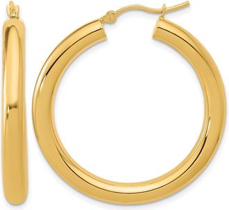 Diamond2Deal 14K Yellow Gold Lightweight Round Hoop Earrings
