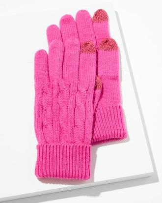 Talbots Soft Cable Knit Gloves - Very Berry - 001 Talbots