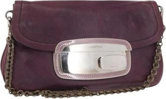 Prada Pre-owned Clutches, female, Purple, Size: ONE SIZE Pre-owned Vintage Leather Clutch