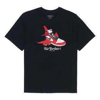 Nike Jordan Mens Air Jordan Logo Pattern Printing Basketball Training Sports Short Sleeve Black T-Shirt DN1443-010