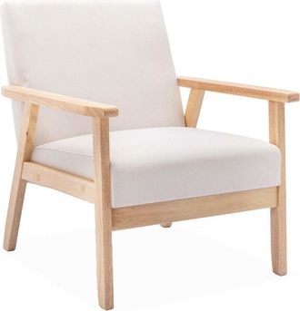 Alice's Garden Alices Garden - Scandi-style wood frame upholstered armchair, Isak, Cream, 64x69.5x73 cm