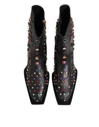 Dolce & Gabbana Black Crystal Embellished Men Short Boots Shoes 100lf