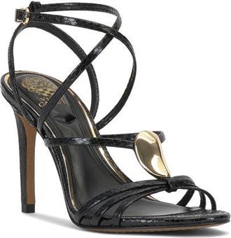Vince Camuto Arlein Strappy Sandal in Black Embossed at Nordstrom, Size 7.5