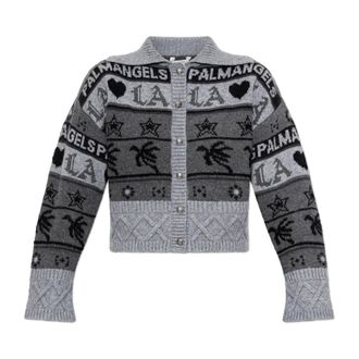 Palm Angels C&aacute;rdigan Estampado Con Logo - Knitwear - Mujer - Gris - XS