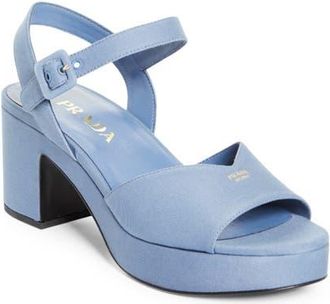 Prada Block Heel Sandal in Aviazione at Nordstrom, Size 10.5Us