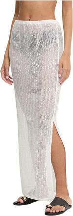 Karl Lagerfeld K/Signature Beach Maxi Rok - Dames - Strandmode - Wit - XL - Polyester - Badmode