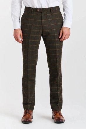 PAUL ANDREW Trousers Tweed Herringbone Check Wool Blend Pants