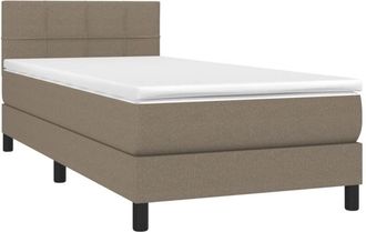 vidaXL Vidaxl - Cama Box Spring Colch&oacute;n Y Luces Led Tela Gris Taupe 100x200 Cm