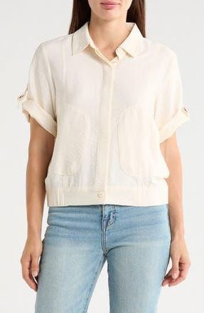 DKNY Short Sleeve Roll Tab Jacket in Coconut at Nordstrom Rack, Size X-Small