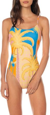 Maaji Solar Bliss Luster Reversible One-Piece Swimsuit in Open Yellow at Nordstrom, Size Medium