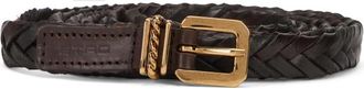 Etro Gevlochten Leren Riem - Dames - Riemen - Bruin - 85 CM - Leer - Accessoires
