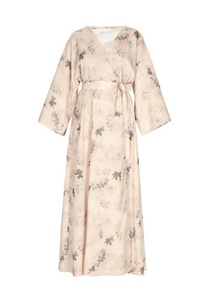 Usha kimono jurk Dames Beige Veelkleurig