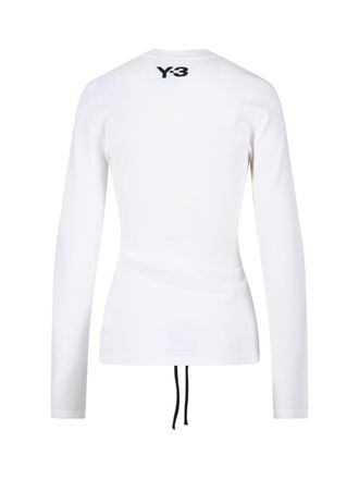 Yohji Yamamoto Three-Stripe Panel Long-Sleeve Top - White