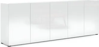 Levante Madia Moderna 5 Ante 225x38x80 Cm Bianco Lucido