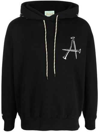 Aries Black Graphic Logo Hoodie