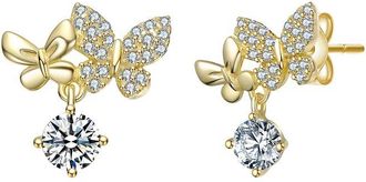 Rachel Glauber 14K Plated Cz Butterfly Earrings