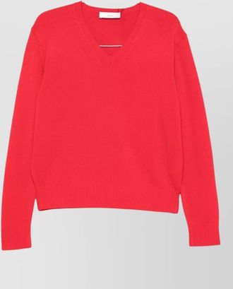 Dunst cashmere wool fine-knit v-neck long-sleeve jumper