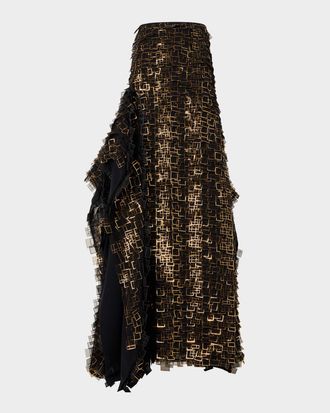 Akris Geometric Lattice Maxi Skirt
