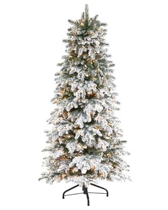 Nearly Natural 6Ft. Flocked North Carolina Fir Artificial Christmas Tree