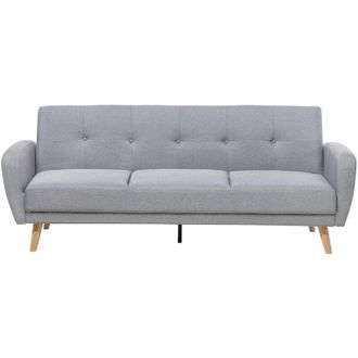 Beliani Sofa Bed 3 Seater FLORLI Fabric Light Grey
