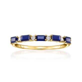 RS Pure by Ross-Simons Sapphire Ring With Diamonds in 14kt Yellow Gold