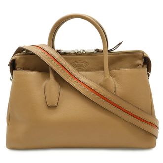 Tod's Beige Leather Handbag Shoulder Bag Tote Bag (Pre-Owned)