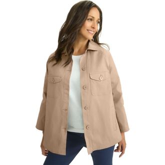 Jessica London Classic Cotton Denim Jacket in New Khaki at Nordstrom, Size 12