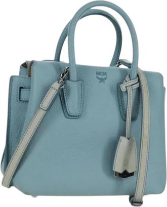 MCM Pre-owned Hand Bag - Dames - Vintage Handtas - Blauw - ONE Size - Leer - Vintage