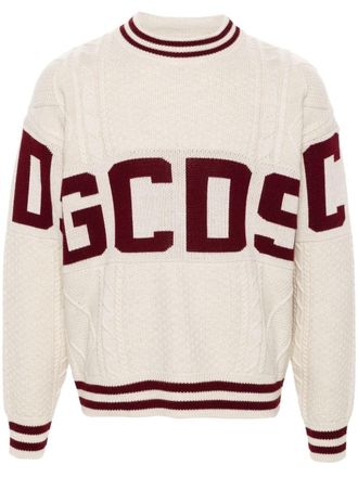 GCDS Trui met logoband - Beige