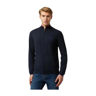 Harmont & Blaine Blauwe Wol Katoen Zip Sweater - Heren - Vesten - Blauw - 3XL - Katoen - Truien & Vesten