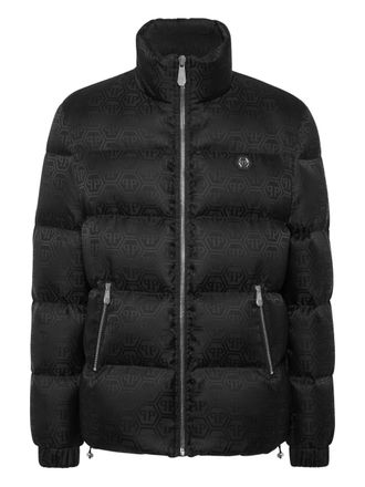 Philipp Plein Donsjack met monogram - Zwart