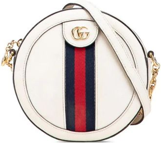 Gucci Borsa a tracolla Ophidia mini tonda in pelle 2016-2025 - Bianco