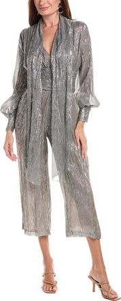 Oscar De La Renta V-Neck Lam&eacute; Silk-Blend Jumpsuit